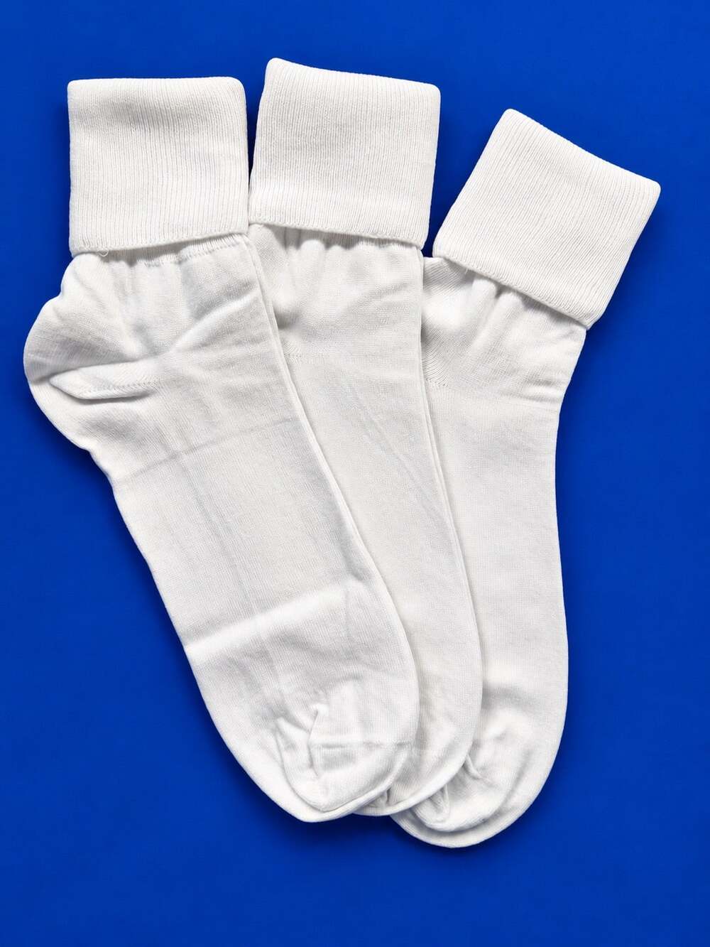 3 Pk 100% Cotton white Crew Socks Ribbed Cuff Soft Breathable Casual 1069